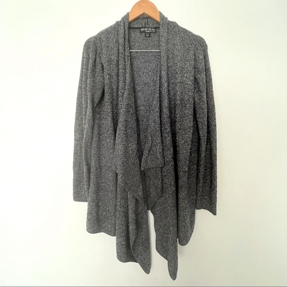 BAREFOOT DREAMS Calypso Wrap Cardigan Grey Blue Bamboo Chic Open Front L/XL